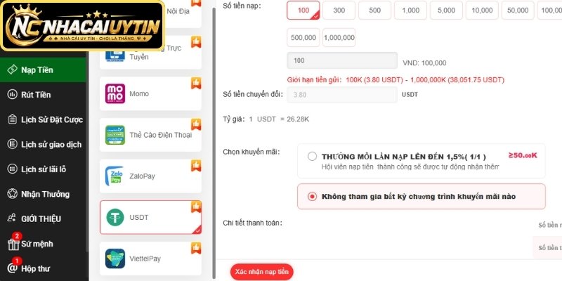 Ứng dụng nạp tiền nhà cái kỹ thuật số Crypto an toàn