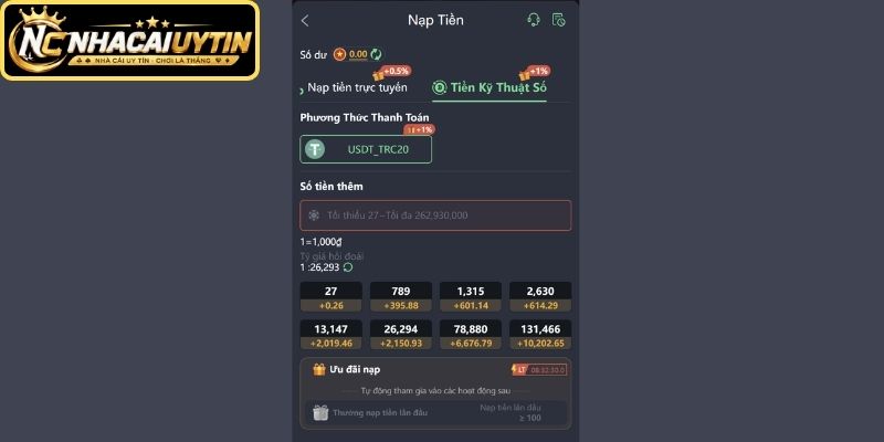 Cách bổ sung số dư bằng USDT TRC20 an toàn